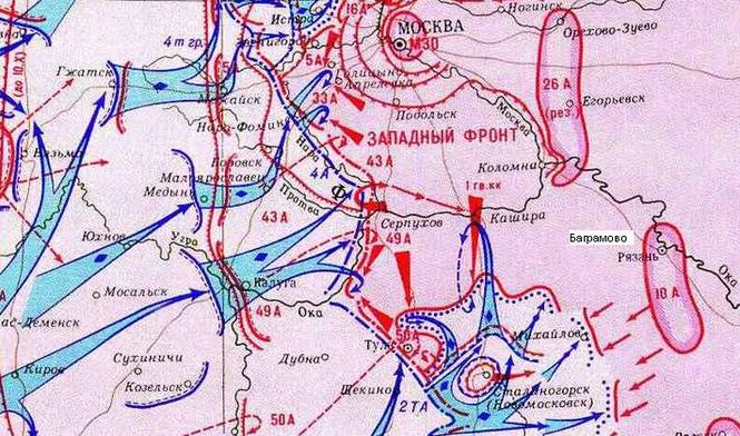 Карта боевых действий вов 1941 1945 под москвой